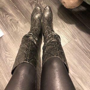 Knee high snake skin boots
